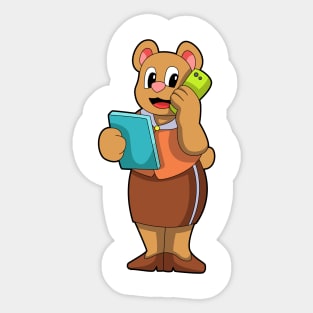 Bear as Secretary at Call with Phone Sticker